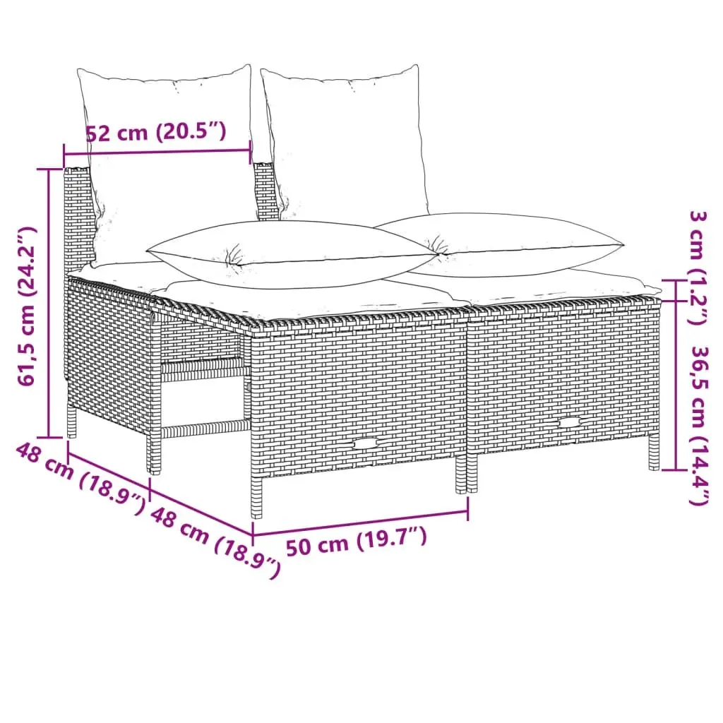 5 Piece Garden Sofa Set PE Rattan Grey Adjustable Backrest