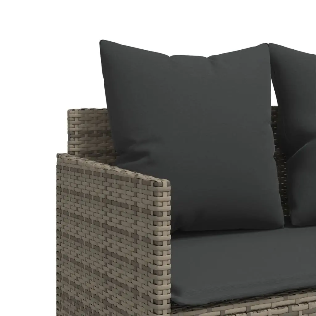 5 Piece Outdoor Sofa Set PE Rattan Grey Patio Furniture with Cushions