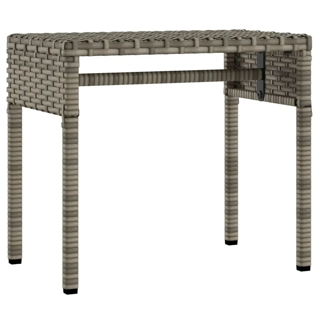 Sun Loungers PE Rattan 2 Pieces Grey with Retractable Canopies and Tea Table