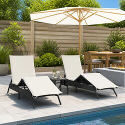 Durable Black Outdoor Sun Loungers with Cushions - 2 pcs