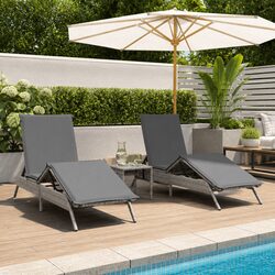 Premium Grey Sun Loungers with Cushions - 2 pcs