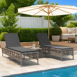 Sturdy Grey Sun Loungers with Cushions for Outdoors