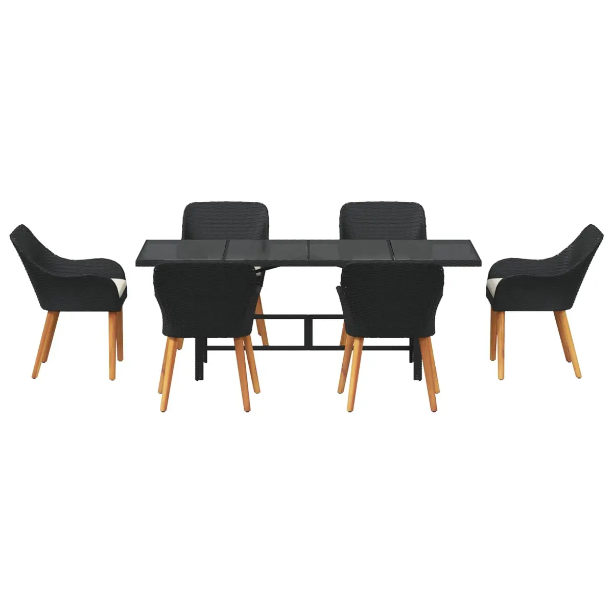 7 Piece Black Rattan Garden Dining Set