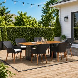 Premium Outdoor Garden Dining Set 7pc Black Poly Rattan