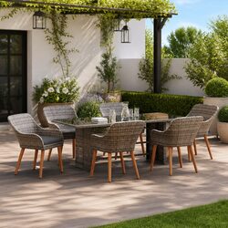Durable 7-Piece Grey Garden Dining Set for Outdoor Use