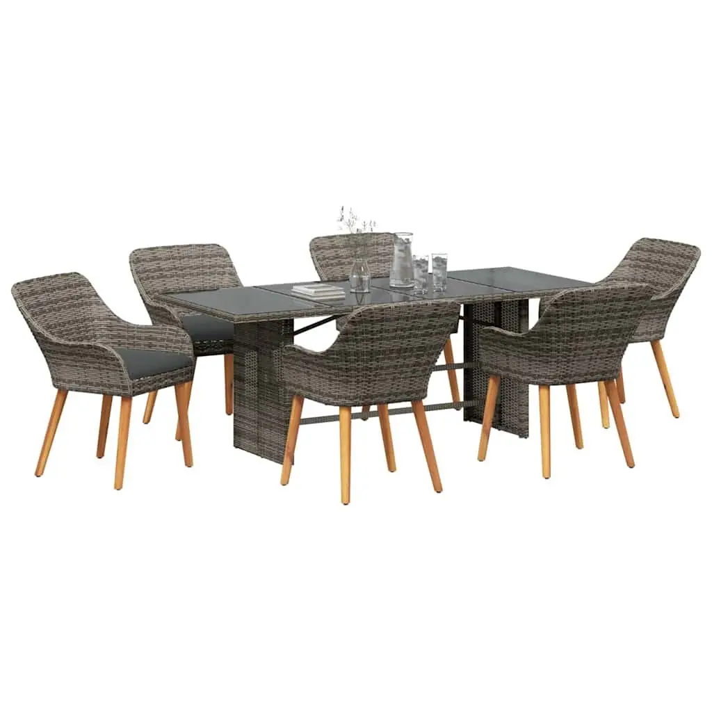 7-Piece Grey Garden Dining Set for Outdoor Use