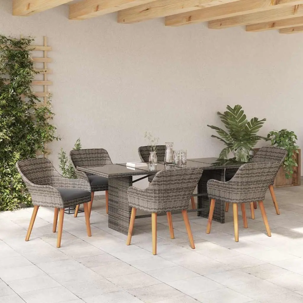 7-Piece Grey Garden Dining Set for Outdoor Use