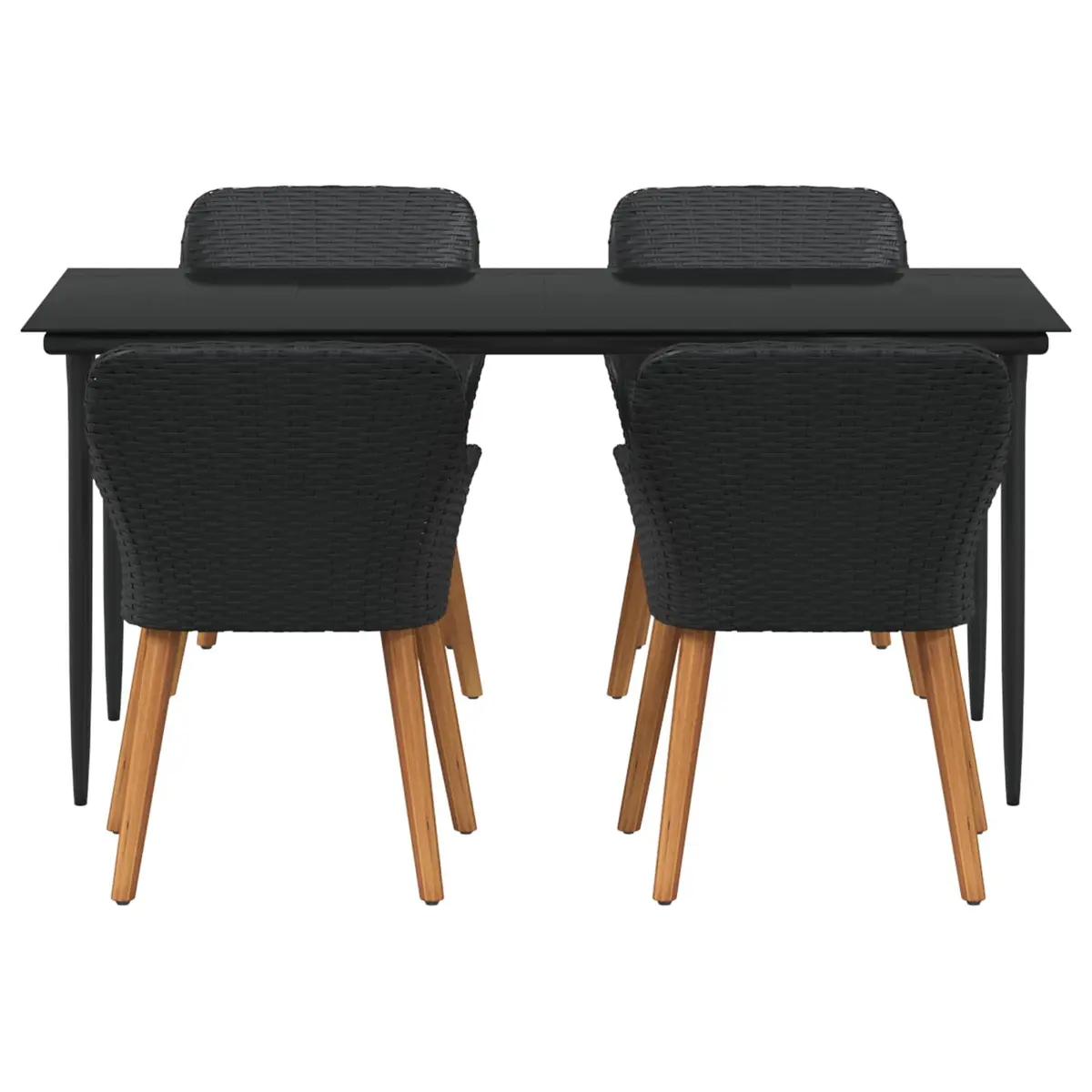 Black Poly Rattan 5-Piece Outdoor Garden Dining Set