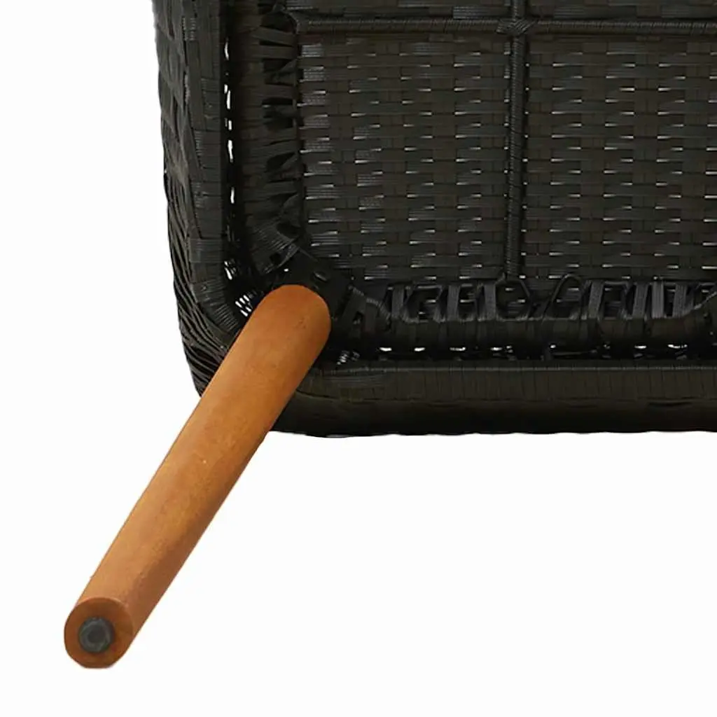 3-Piece Black Poly Rattan Garden Dining Set