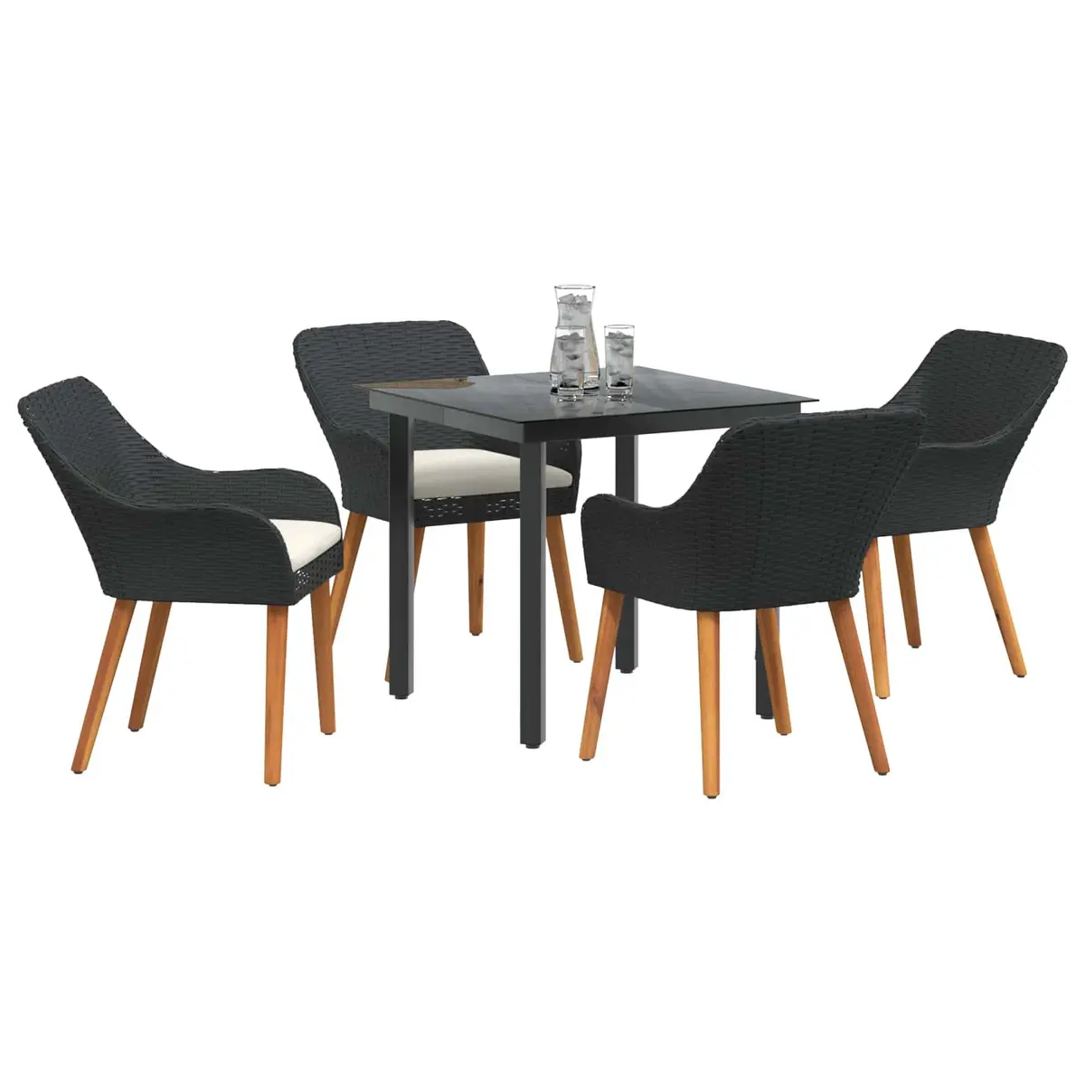 5 Piece Outdoor Garden Dining Set with Cushions