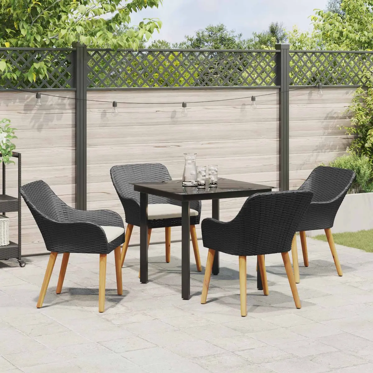 5 Piece Outdoor Garden Dining Set with Cushions