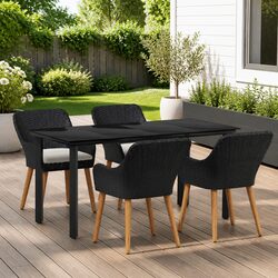 Sturdy 5-Piece Garden Dining Set with Cushions in Black