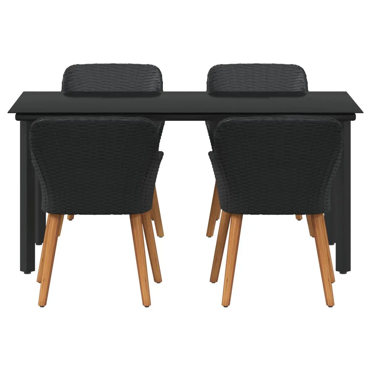 5-Piece Garden Dining Set with Cushions in Black