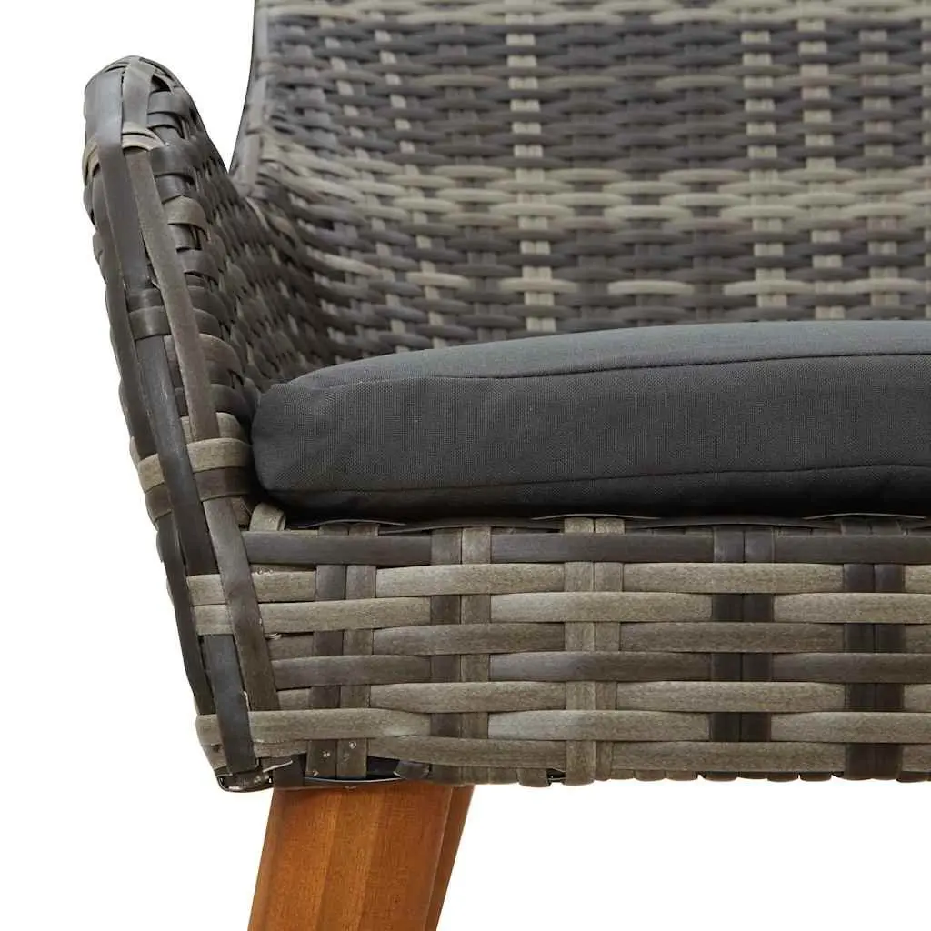 3 Piece Garden Dining Set with Grey Poly Rattan