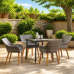 Durable 5-Piece Garden Dining Set with Cushions