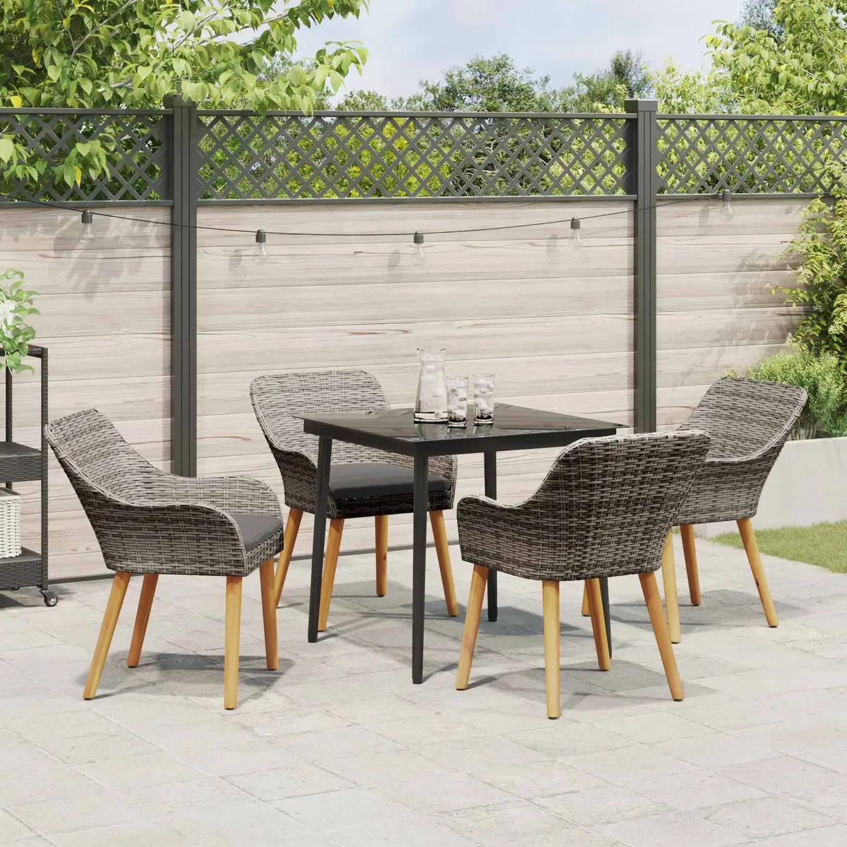 5-Piece Garden Dining Set with Cushions