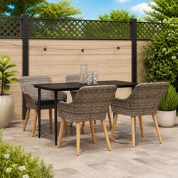 Durable 5-Piece Garden Dining Set with Cushions