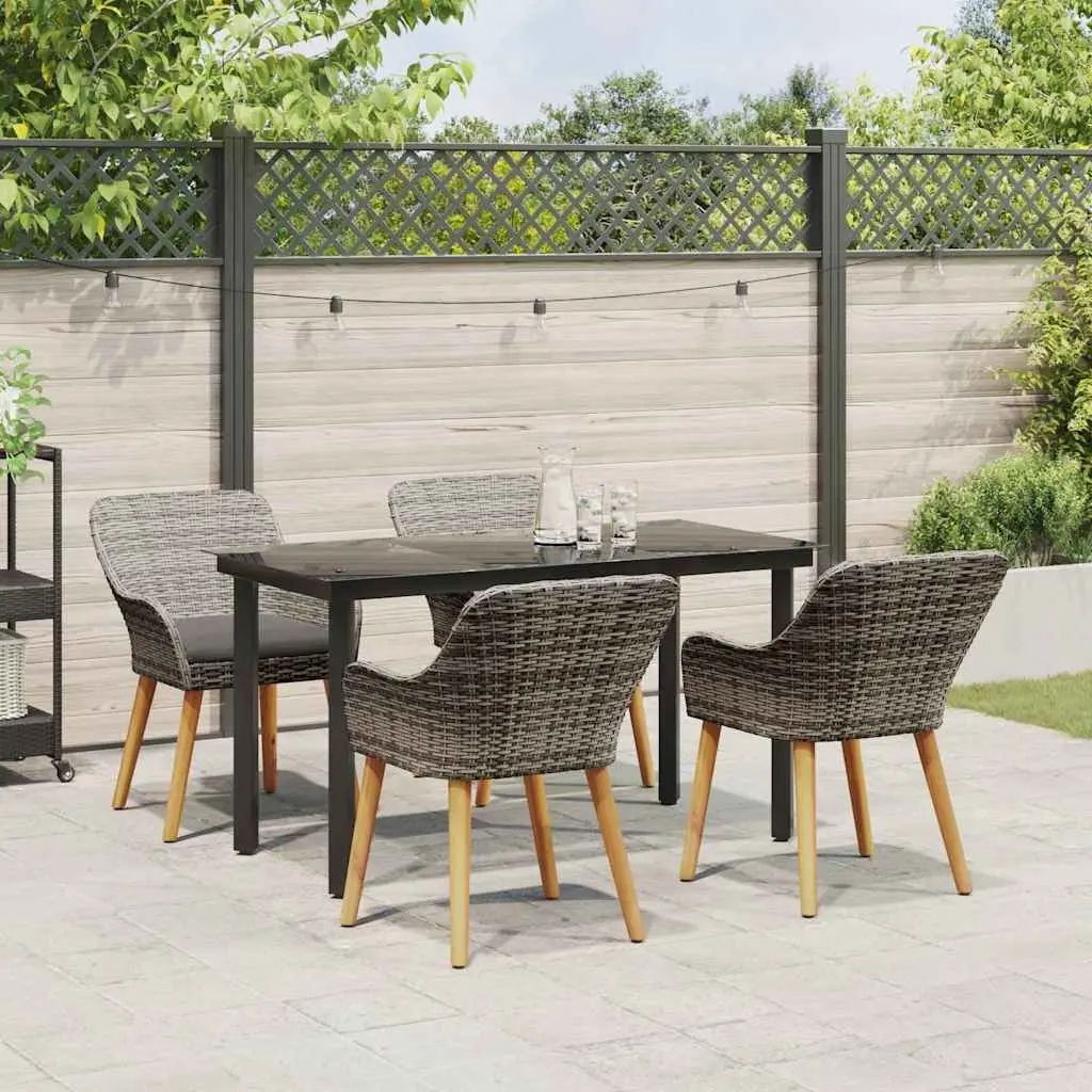 5-Piece Grey Rattan Garden Dining Set