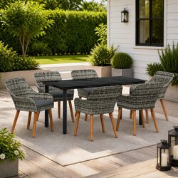 Stylish 7-Piece Garden Dining Set in Grey