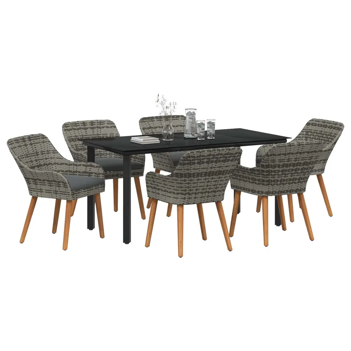 7-Piece Garden Dining Set in Grey