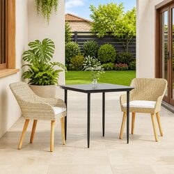 Outdoor 3 Piece Garden Dining Set with Cushions