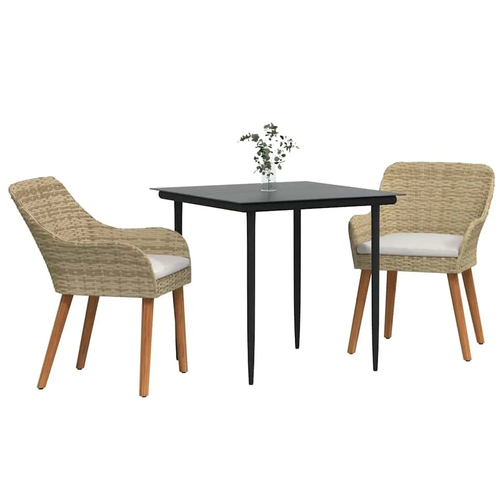 Outdoor 3 Piece Garden Dining Set with Cushions