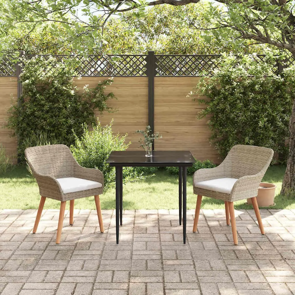 Outdoor 3 Piece Garden Dining Set with Cushions
