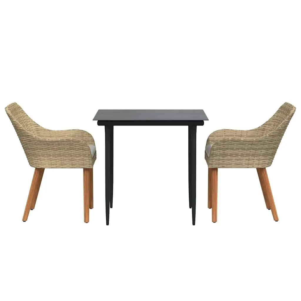 Outdoor 3 Piece Garden Dining Set with Cushions