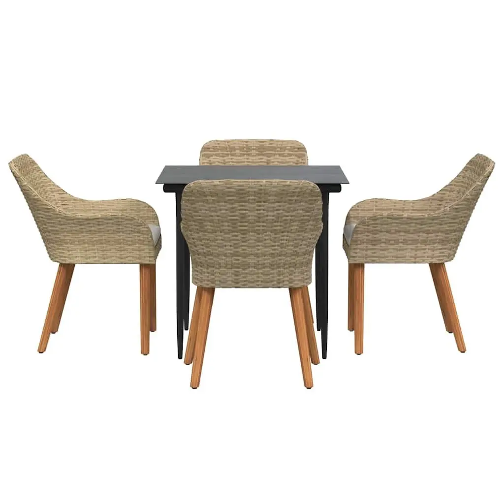 Garden Dining Set Poly Rattan 5 Piece Outdoor Furniture Patio Beige