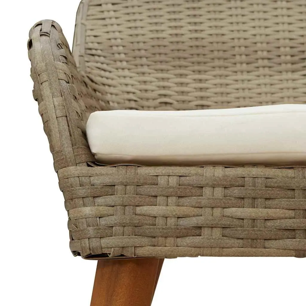 Garden Dining Set Poly Rattan 5 Piece Outdoor Furniture Patio Beige