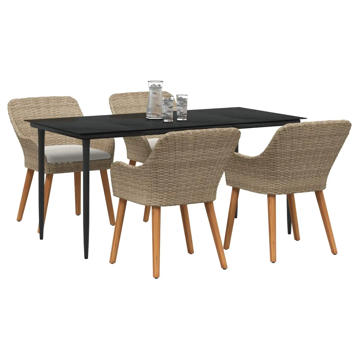 Beige 5-Piece Garden Dining Set with Cushions
