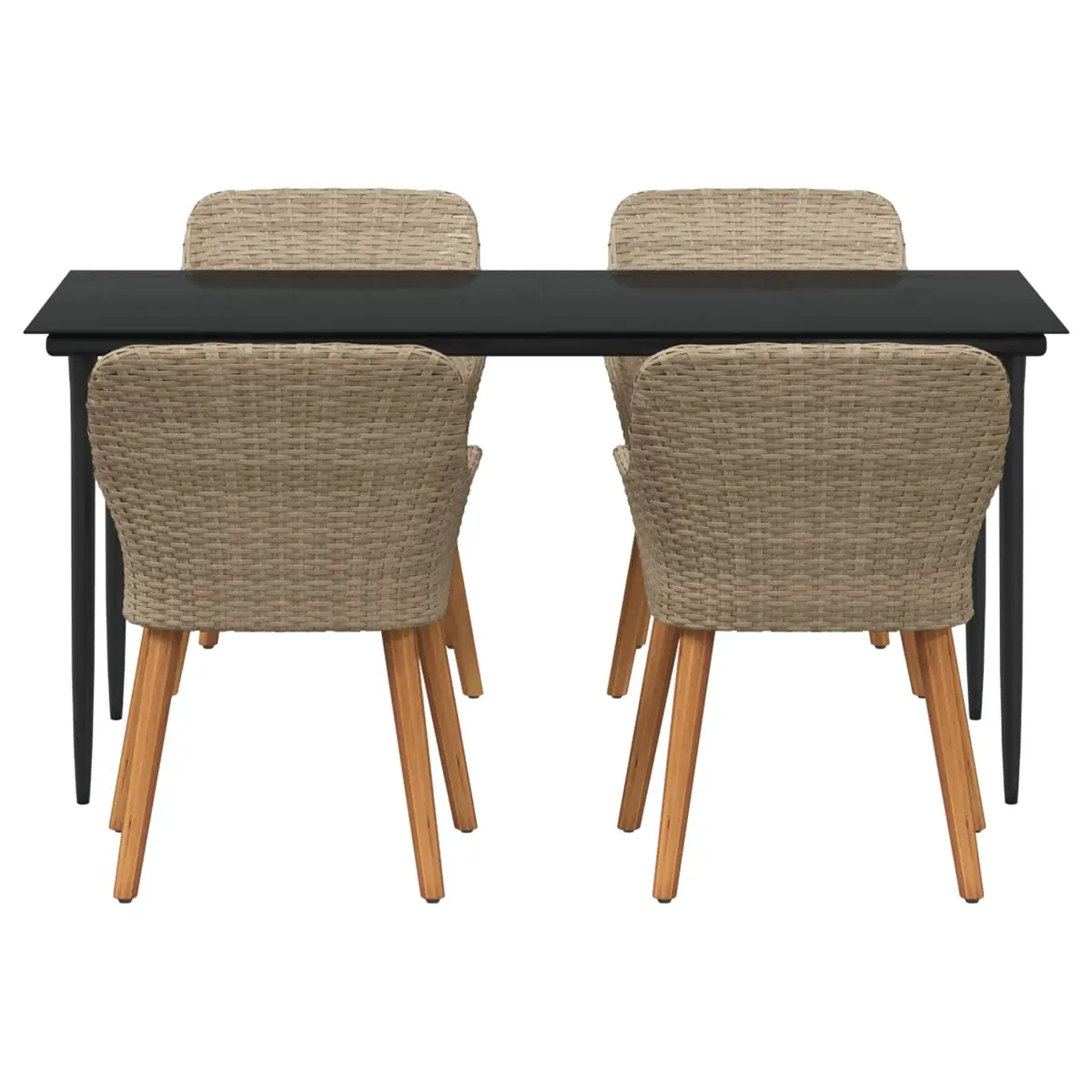 Beige 5-Piece Garden Dining Set with Cushions