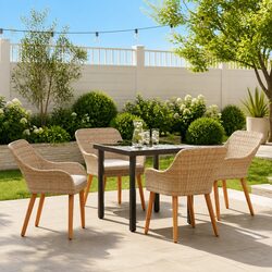 Stylish 5-Piece Beige Poly Rattan Outdoor Dining Set