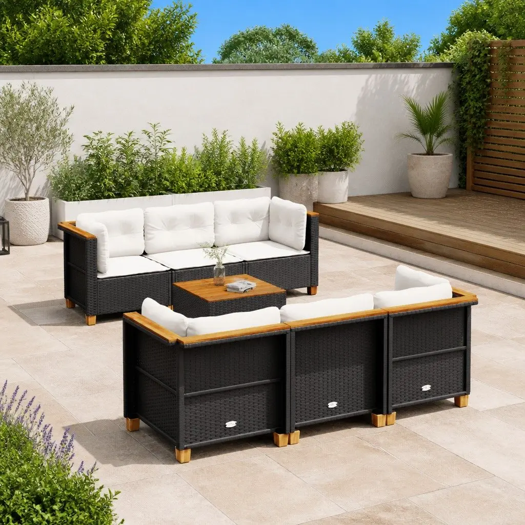 7 Piece Outdoor Garden Sofa Set with Cushions