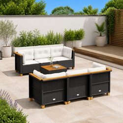Sturdy 7 Piece Outdoor Garden Sofa Set with Cushions