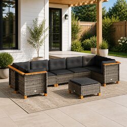 Durable 8 Piece Grey Outdoor Sofa Set for Your Patio