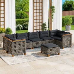 Grey 8-Piece Modular Outdoor Garden Sofa Set