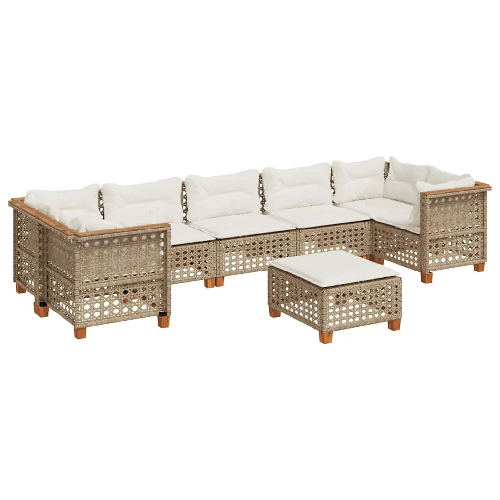 8 Piece Modular Garden Sofa Set with Beige Cushions