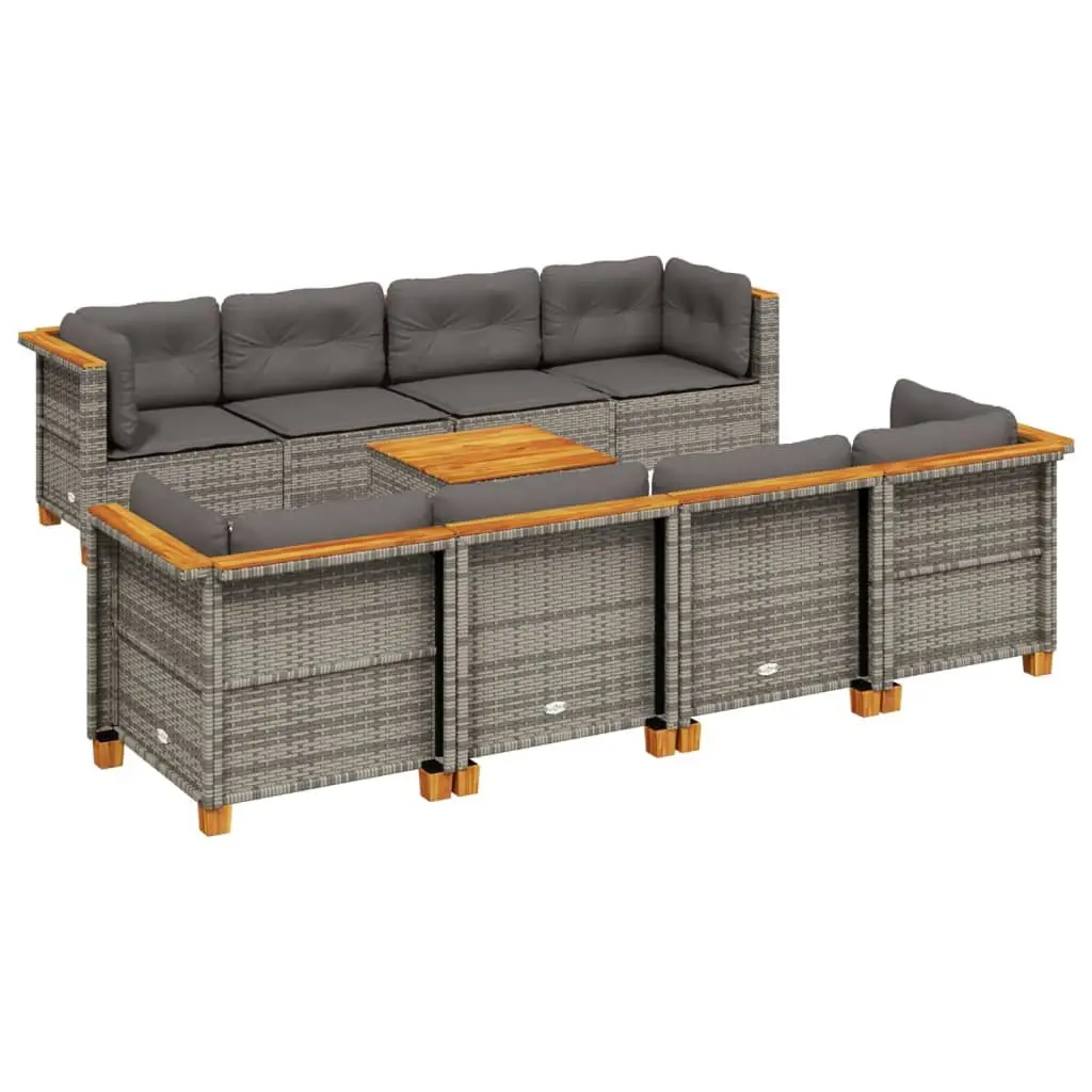 9 Piece Grey Modular Outdoor Sofa Set