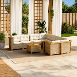 Premium 9 Piece Outdoor Garden Sofa Set with Cushions