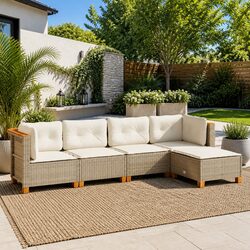 Premium 5 Piece Modular Garden Sofa Set in Beige