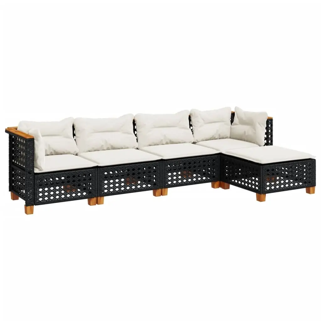 Garden Sofa Set PE Rattan 5 Piece Outdoor Furniture Black