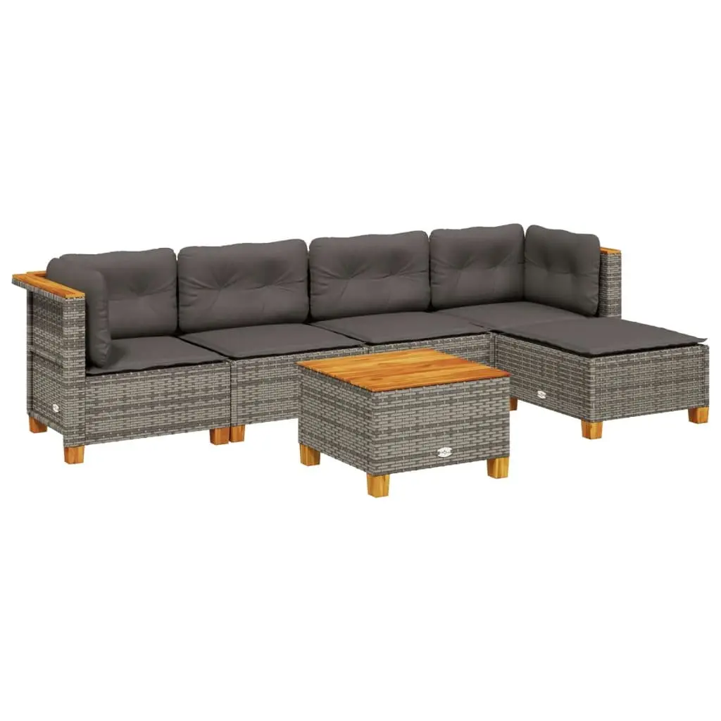 Garden Sofa Set PE Rattan 6 Piece Modular Outdoor Furniture Grey