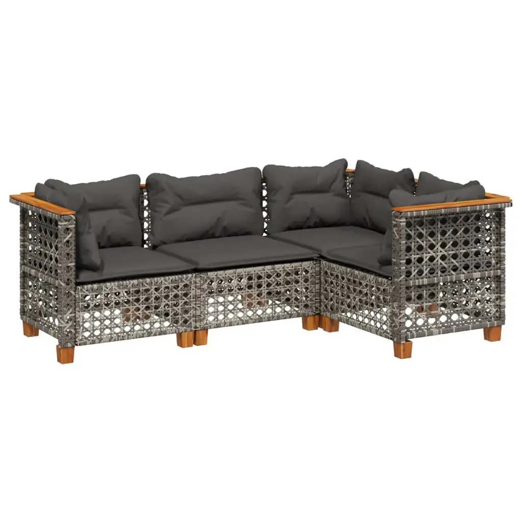 Grey 4-Piece Outdoor Rattan Sofa Set