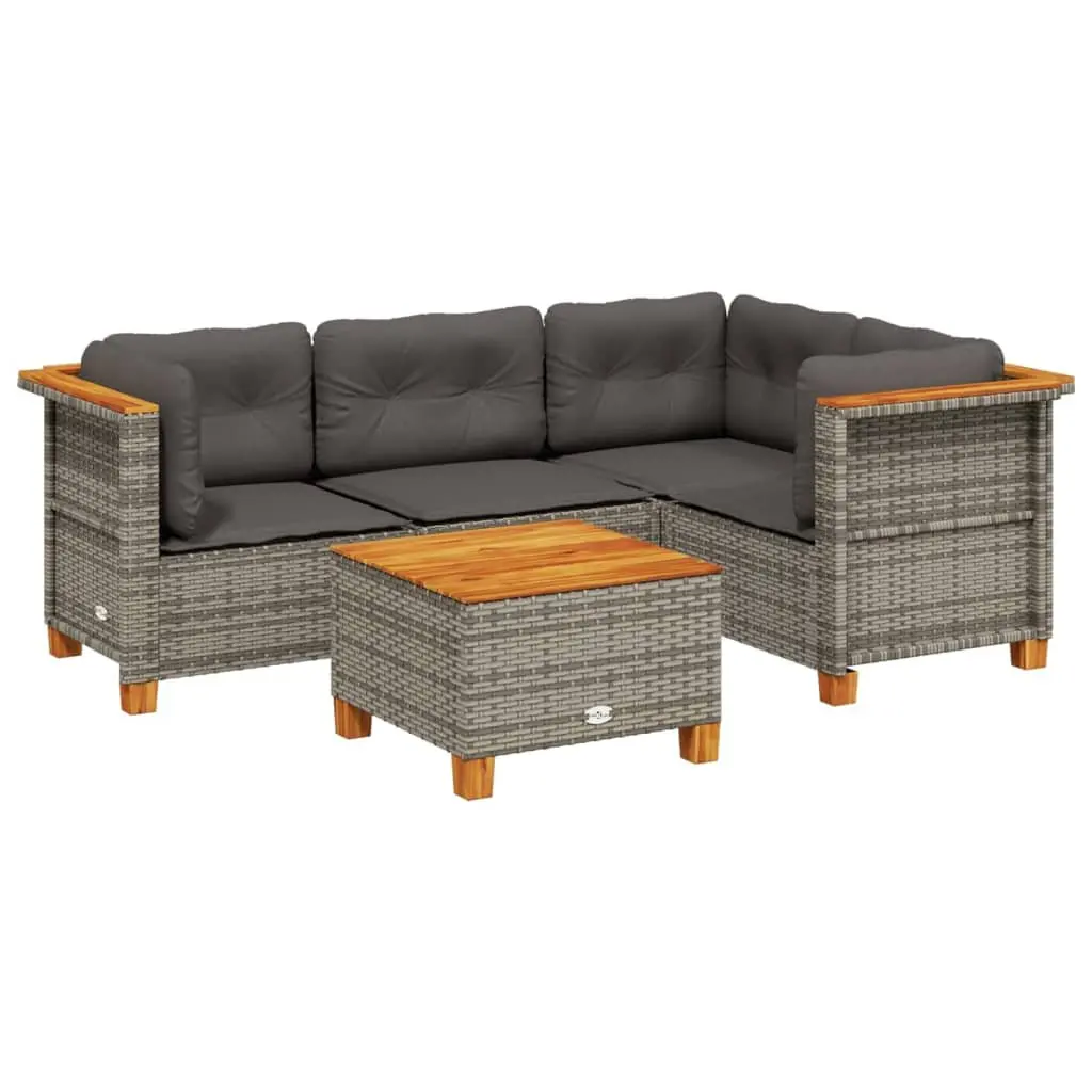 5-Piece Grey Outdoor Patio Sofa Set with Cushions