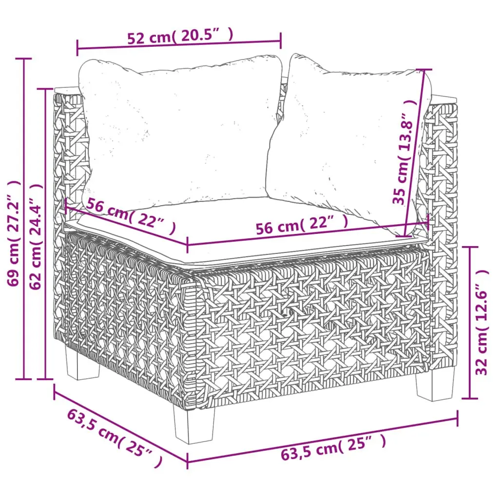 5 Piece Modular Garden Sofa Set in Black Rattan