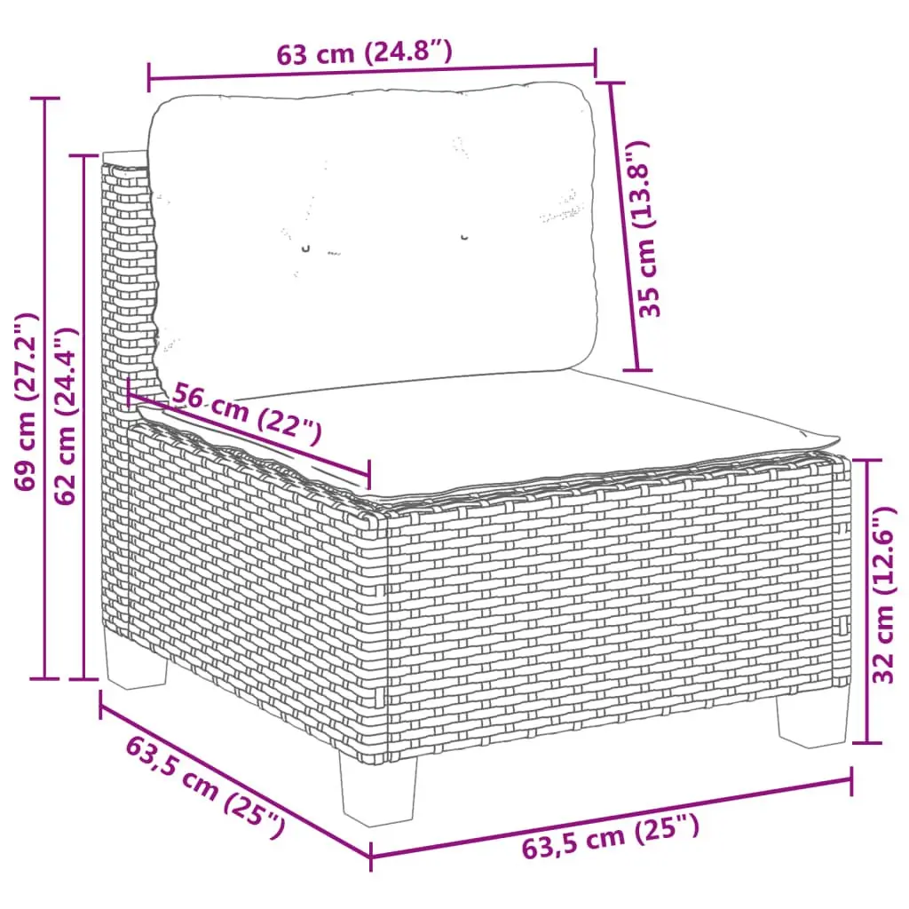 Garden Sofa Set PE Rattan 5 Piece Outdoor Furniture Modular Grey