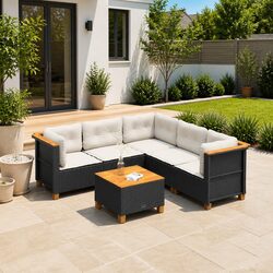 Durable 6 Piece Outdoor Garden Sofa Set with Cushions