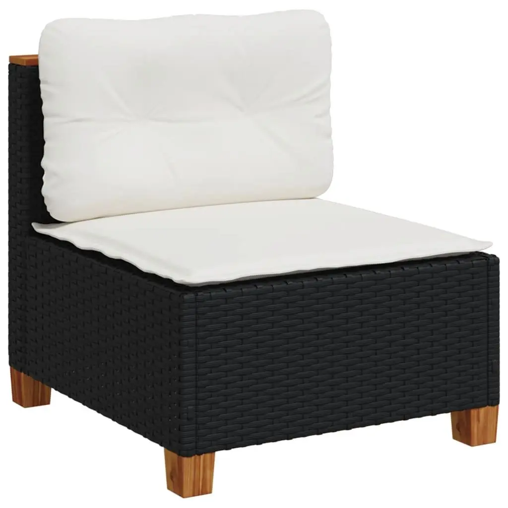 5 Piece Black Poly Rattan Outdoor Garden Sofa Set