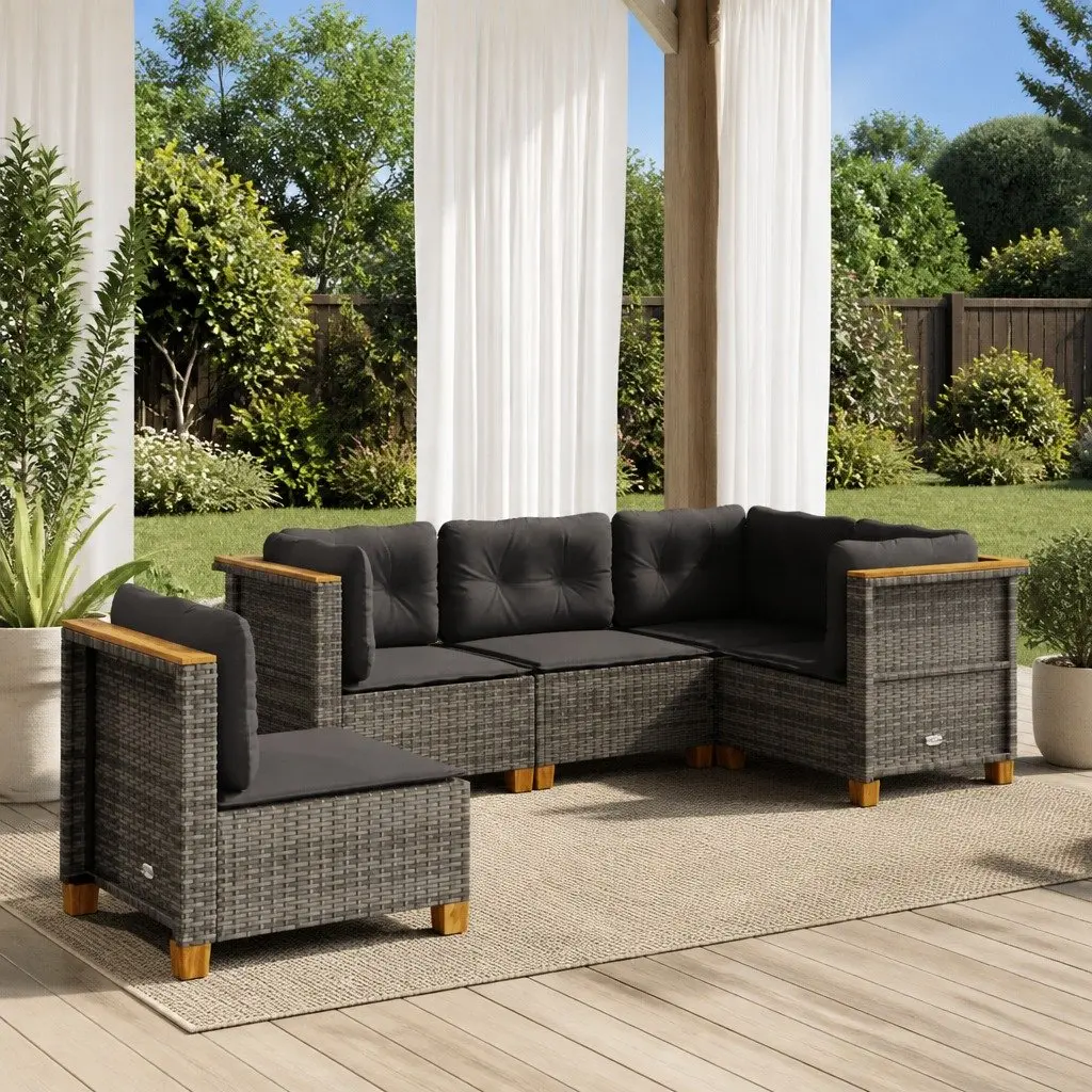 Garden Sofa Set 5 Piece Outdoor Furniture Patio Lounge Suite Grey Cushions